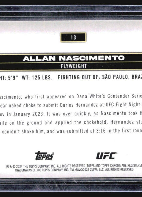 2024 Topps Chrome UFC - #13 Allan Nascimento (RC) Aqua Refractor /199