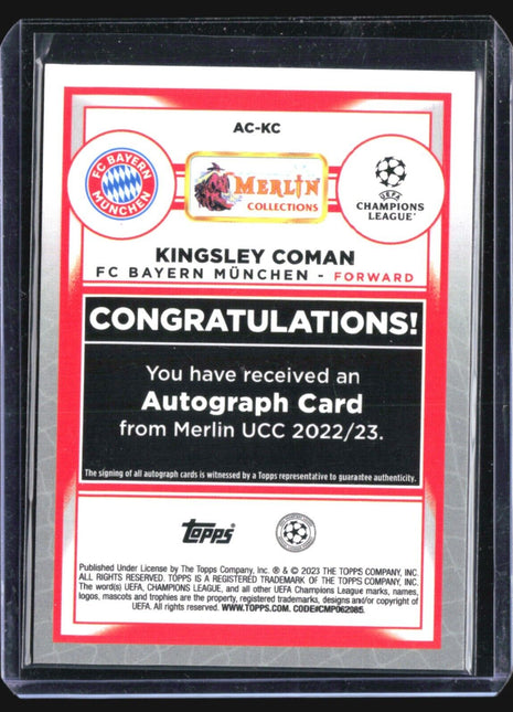 2022-23 Topps Merlin Kingsley Coman #AC-KC Refractor Auto