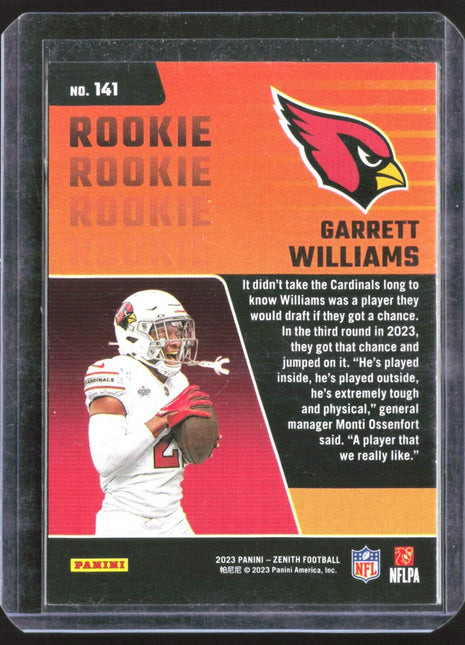 2023 Panini Zenith - #141 Garrett Williams (RC) 1st Down /100