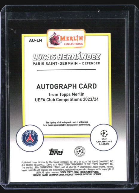 2023-24 Topps Merlin Lucas Hernandez #AU-LH Refractor Auto