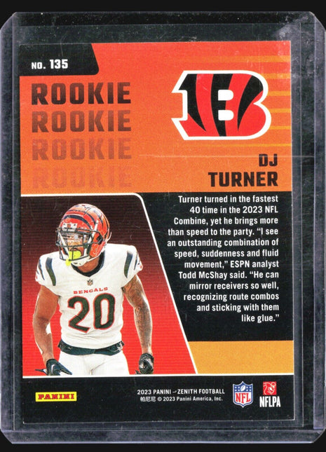 2023 Panini Zenith Dj Turner #135 1st Down Rc /100