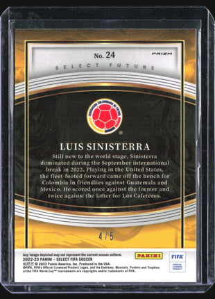 2022-23 Panini Select FIFA - Select Future #24 Luis Sinisterra (RC) Green /5