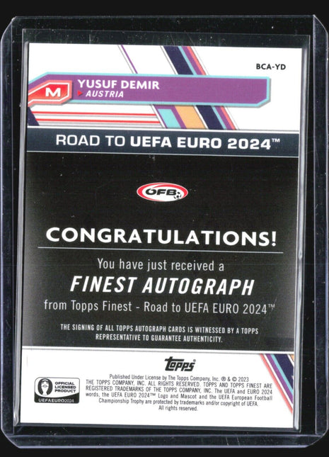 2023 Topps Finest Yusuf Demir #BCA-YD Green Pulsar Auto /99