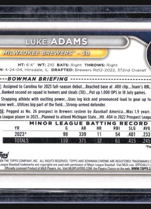 2024 Bowman 1st Chrome Luke Adams #BCP-50