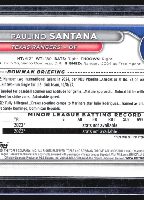 2024 Bowman 1st Chrome Mega Box mojo Paulino Santana #BCP-245