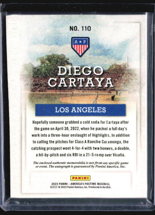 2023 Panini America's Pastime Rookie Autograph Pacth #110 Diego Cartaya 1/1