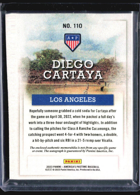 2023 Panini America's Pastime Rookie Autograph Pacth #110 Diego Cartaya 1/1