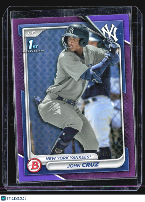 2024 Bowman 1st Paper Puplre /250 John Cruz #BP-77