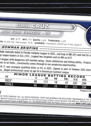 2024 Bowman 1st Paper Puplre /250 John Cruz #BP-77