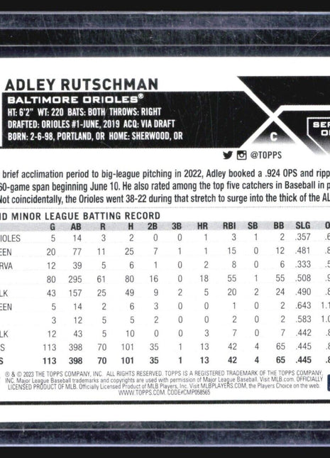 2023 Topps Adley Rutschman #250 Rc