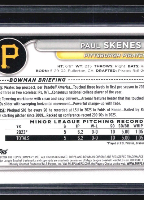 2024 Bowman Chrome Rc Paul Skenes #31