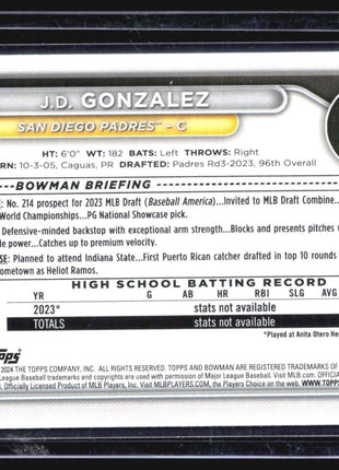 2024 Bowman 1st Purple /199 J.D. Gonzalez #BP-111