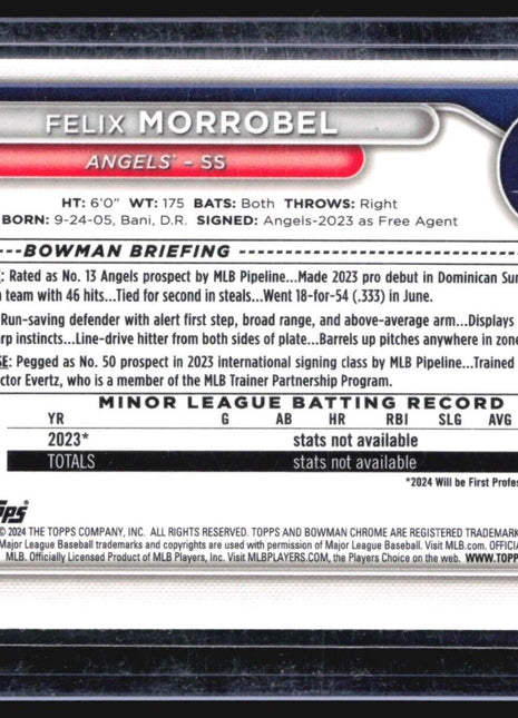 2024 Bowman Chrome 1st Mega Box mojo Felix Morrobel #BCP-121