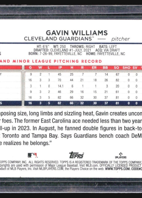 2024 Topps Gavin Williams #242 Royal Blue Rc