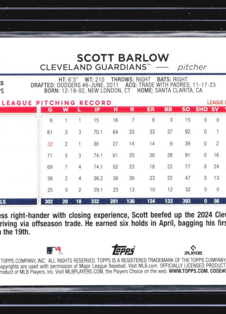 2024 Topps Scott Barlow #US42 Orange Foilboard /299