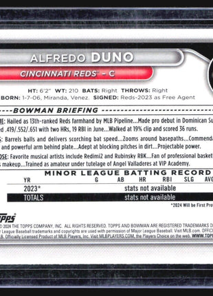 2024 Bowman Alfredo Duno #BP-51 Aqua /499