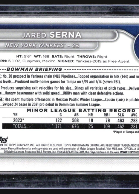 2024 Bowman Chrome 1st Lunar Glow Jared Serna #BCP-68