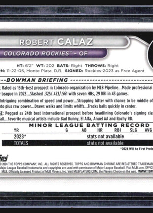 2024 Bowman Chrome 1st Mega Box Mojo Robert Calaz #BCP-131