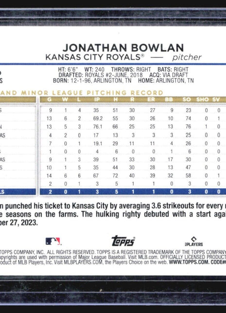 2024 Topps Series 2 - #399 Jonathan Bowlan (RC) Rainbow Foil