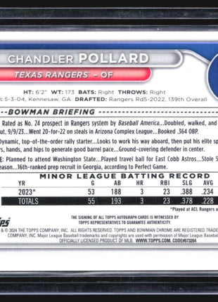 2024 Bowman Chrome 1st Yellow Auto /75 Chandler Pollard #CPA-CP