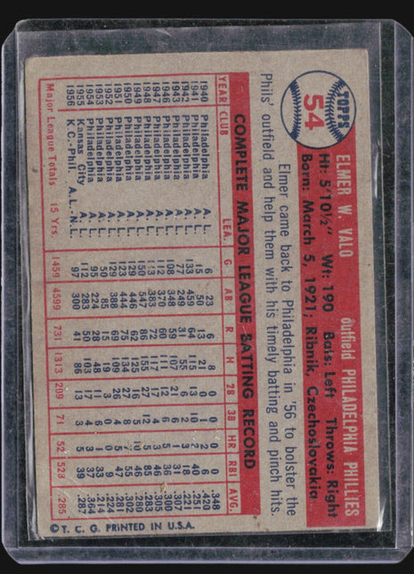 1957 Topps - #54 Elmer Valo