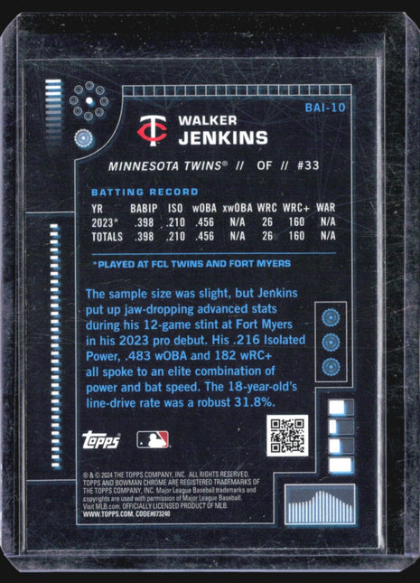 2024 Bowman A.I. Chrome Rc Walker Jenkins #BAI-10