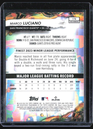 2024 Topps Finest - Uncommon #178 Marco Luciano Blue Rc /250