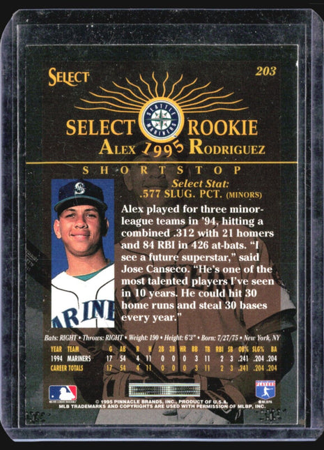 1995 Select Rookie Alex Rodriguez #203