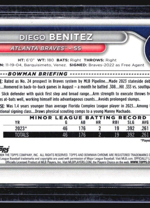 2024 Bowman Chrome 1st Diego Benitez #BCP-39