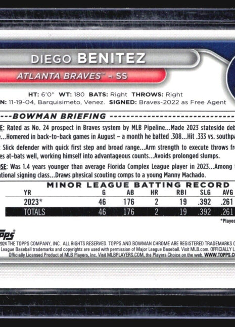 2024 Bowman Chrome 1st Diego Benitez #BCP-39
