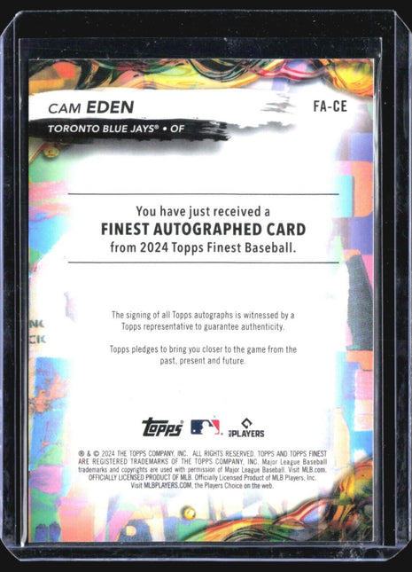 2024 Topps Finest - Finest Autographs #FA-CE Cam Eden rc Auto