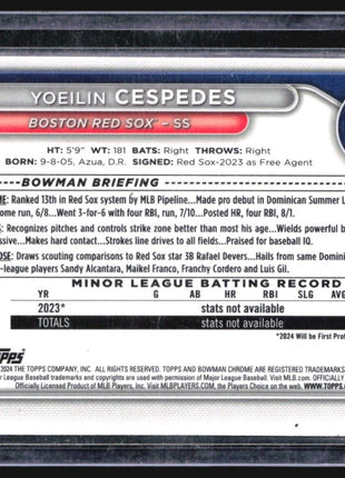 2024 Bowman Chrome 1st Lunar GLow Yoeilin Cespedes #BCP-139