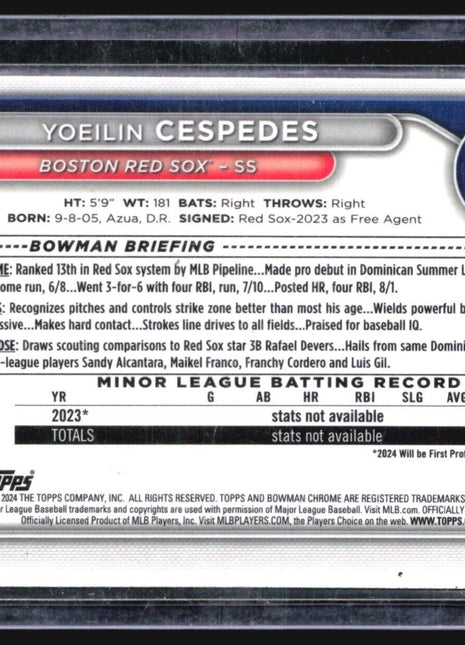 2024 Bowman Chrome 1st Lunar GLow Yoeilin Cespedes #BCP-139