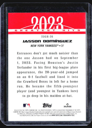 2024 Topps Jasson Dominguez #23GH-26 Greatest hits Rc