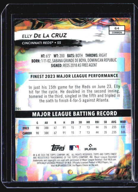 2024 Topps Finest - Common #64 Elly De La Cruz (RC) Xfractor