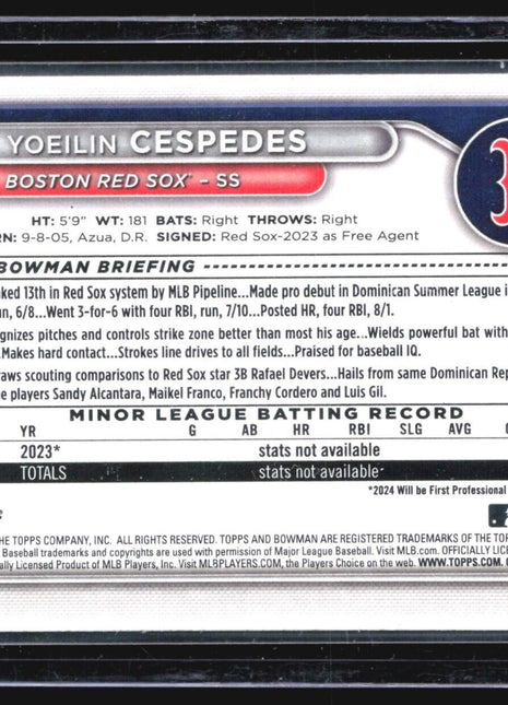 2024 Bowman 1st Paper Yoeilin Cespedes #BP-139