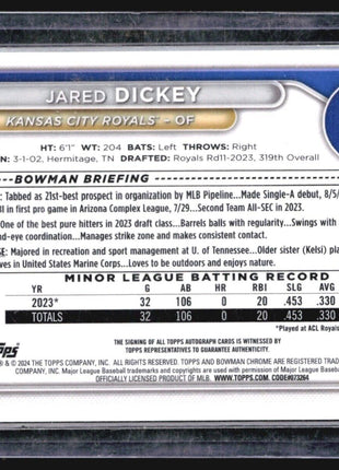 2024 Bowman Chrome 1st Auto Jared Dickey #CPA-JDI