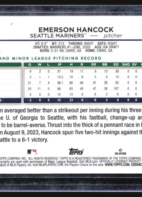 2024 Topps Series 1 Emerson Hancock #39 Rc Rainbow Foil