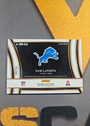 2023 Panini Select Sam Laporta Jumbo Patch Rc Gold /10 #swa-sla