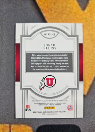 2024 National Treasures Collegiate Jonah Elliss Rc Auto Blue /75