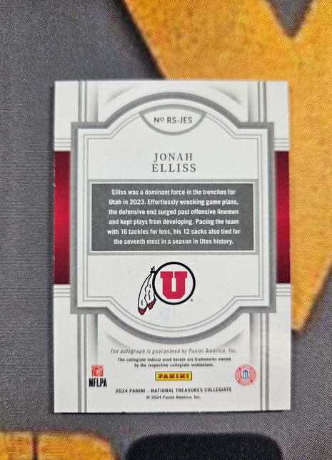 2024 National Treasures Collegiate Jonah Elliss Rc Auto Blue /75