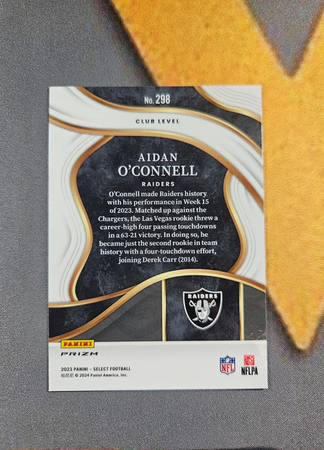 2023 Panini Select Aidan O'Connell Club Level Zebra Rc ssp #298