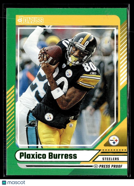 2024 DONRUSS GREEN PRESS PROOF PLAXICO BURRESS STEELERS