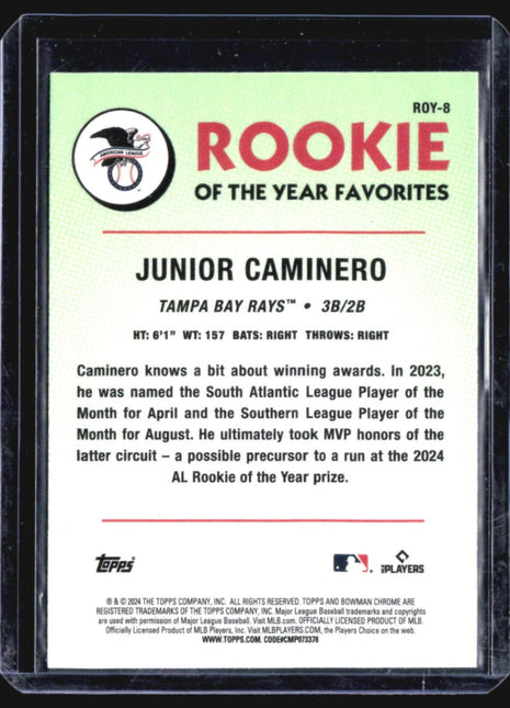 2024 Bowman Mega Box Chrome Rookie of the Year #ROY-8 Junior Caminero RC