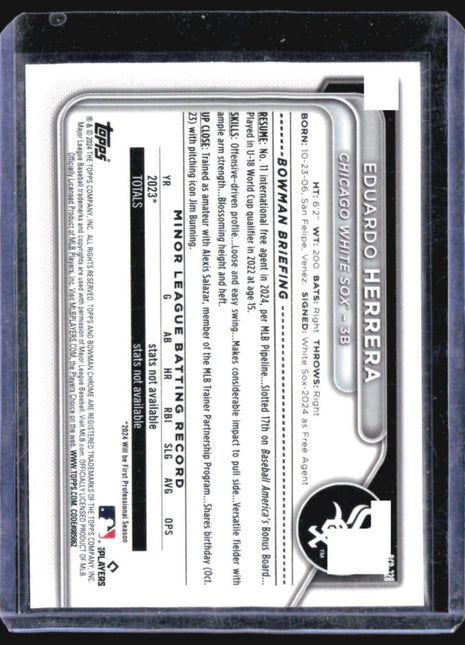 2024 Bowman Chrome - Prospects #BCP-228 Eduardo Herrera (RC)
