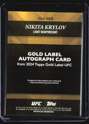 2024 Topps UFC Gold Label Nikita Krylov Red Auto /25 #GLA-NKR