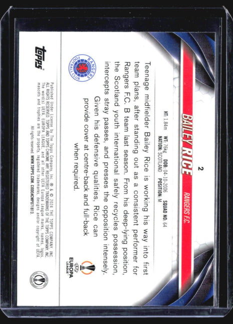 2023-24 Topps UEFA Club Competitions - #2 Bailey Rice (RC)