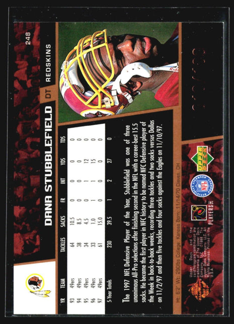 1998 Upper Deck - #248 Dana Stubblefield Bronze /100
