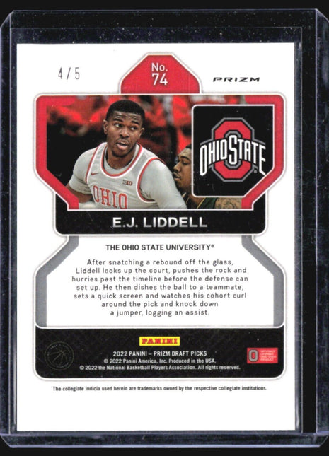 2022-23 Panini Prizm Draft Picks - #74 E.J. Liddell (RC) Black Gold /5