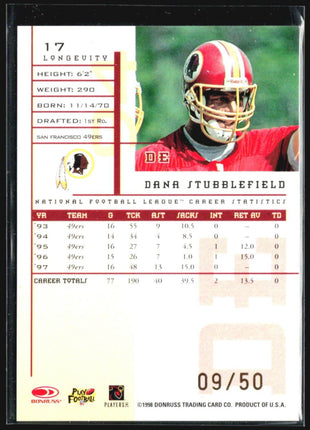 1998 Leaf Rookies & Stars - Longevity #17 Dana Stubblefield /50